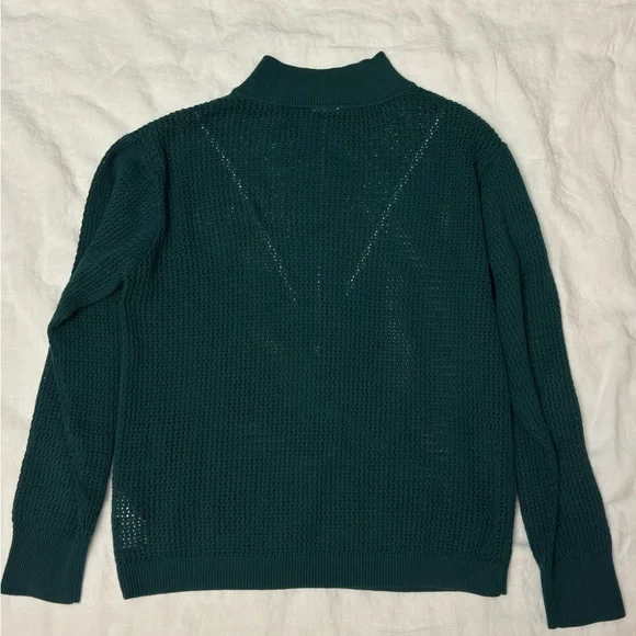 Varley Green Half-Zip Textured Sweater with White Trim - Picture 5 of 9